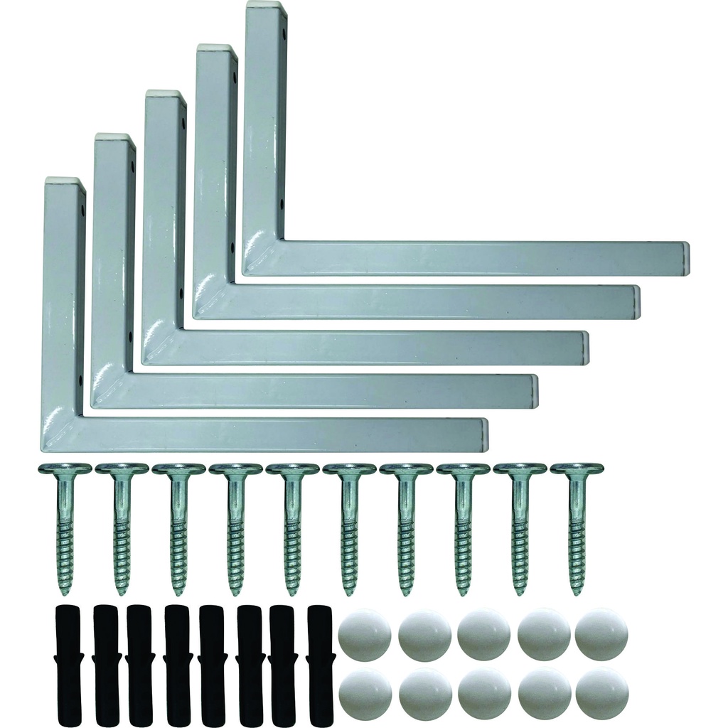 Kit 10 Suportes Mão Francesa Cantoneira Prateira Branco 30cm