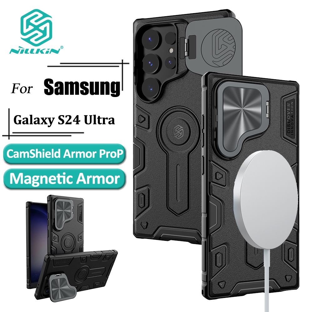 Nillkin Magnético Para Samsung Galaxy S24 Ultra Telefônico Com Proteção Câmera Tampa De Suporte Giratório E anti-Queda em Oferta na Shopee