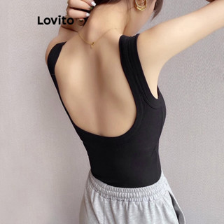 Lovito Regata Básica Casual Lisa Sem Costas Para Mulheres LNE20121 (Multicolorido)