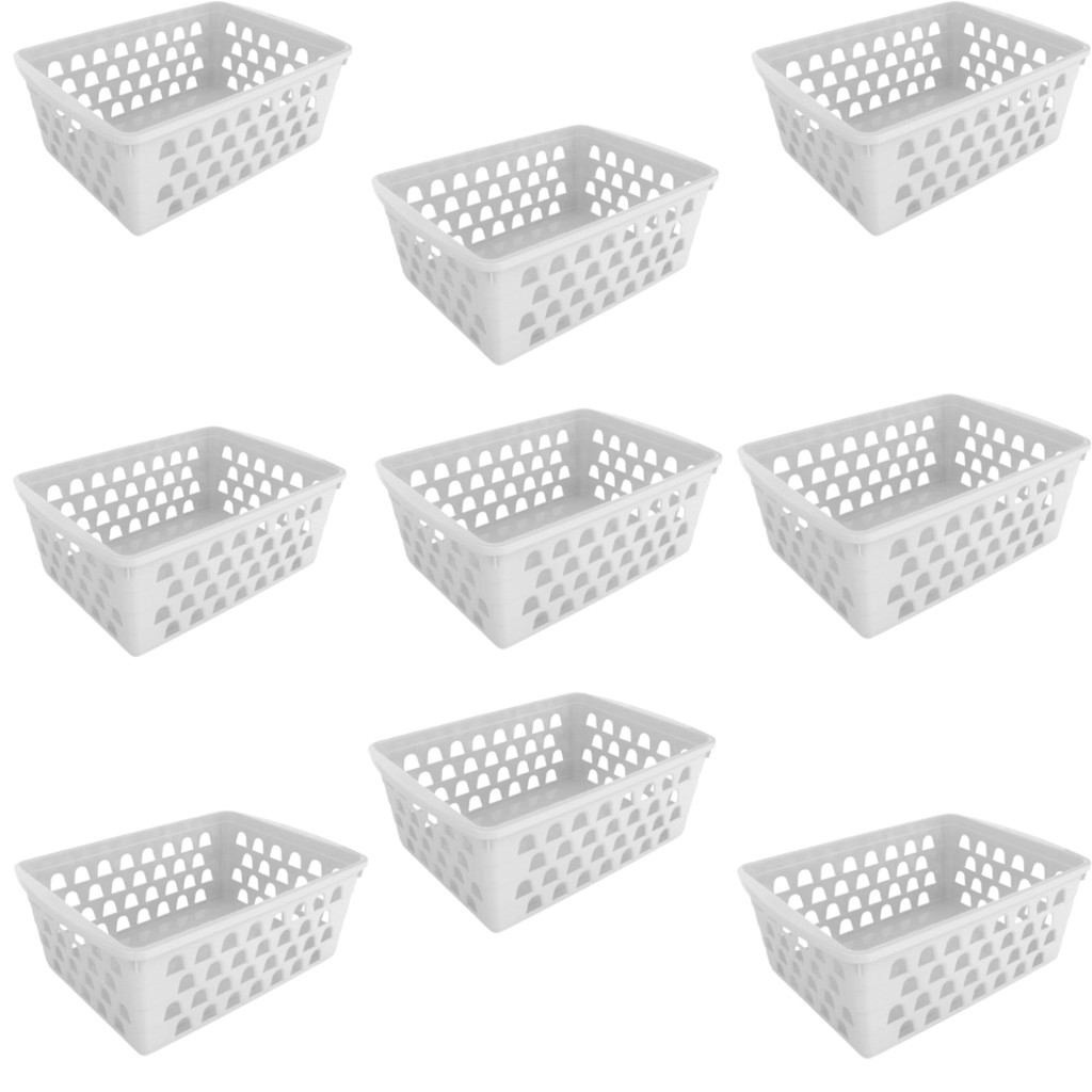 Kit 9 Cestos Organizadores Caixa Organizadora Para Gaveta Cômoda 16x13