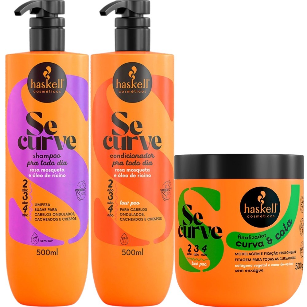 Kit Se Curve Shampoo + Condicionador + Finalizador Curva E Cola 500ml Haskell