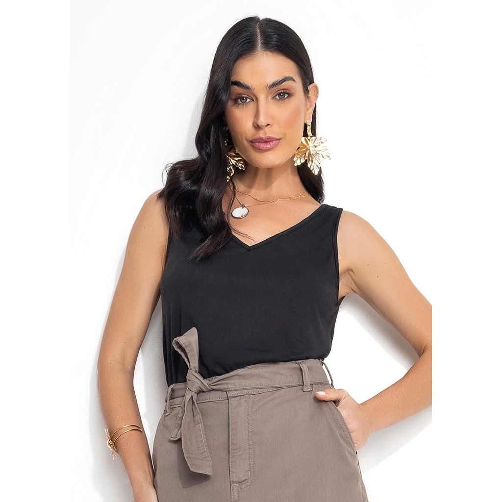 Blusa Em Malha Flamê Preto Quintess