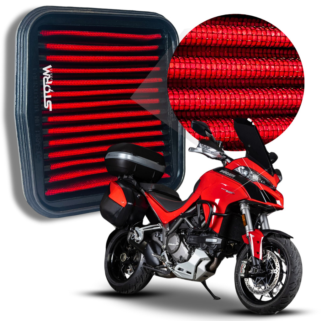 Filtro Ar Esportivo Moto Ducati Multistrada 1260 CC Ano 2018 a 2021 Potencia Lavavel Reutilizável