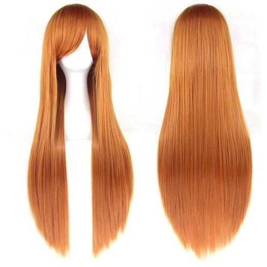 Peruca 100% Orgânica Longa 80cm Corte Efeito V Linda Super Natural Idêntico Ao Cabelo Humano + Touca Wig Cap