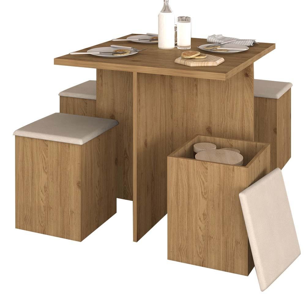 Conjunto Sala De Jantar 4 Banquetas Berlim Cinamomo Moveis Arapongas