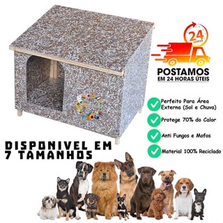 Casinha Ecólogica Casa Casinha Madeira Reciclavel Para Cachorro Cão Porte Médio Grande em Oferta na Shopee