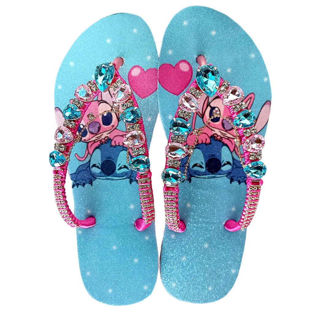 Chinelo lilo stitch com pedras decoradas exclusivas - chinelo slim original persocalizado em Oferta na Shopee