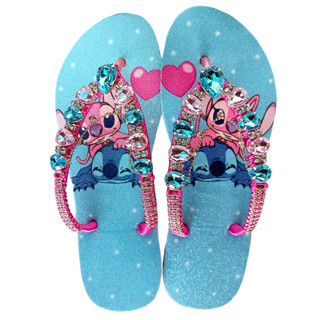 Chinelo lilo stitch com pedras decoradas exclusivas - chinelo slim original persocalizado em Oferta na Shopee