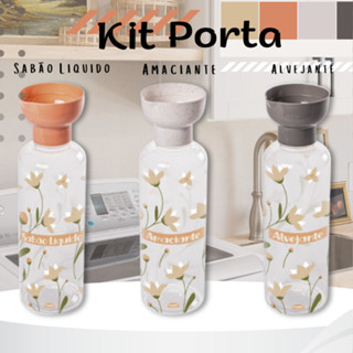 Kit lavanderia com dosador - Porta Alvejante - Amaciante e Sabão líquido - Plasútil em Oferta na Shopee