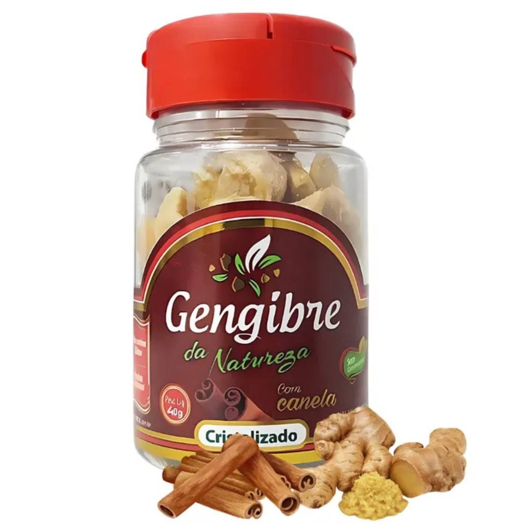 Gengibre com Canela Cristalizado Gengibre da Natureza 40g – Doce Natural com Sabor Marcante