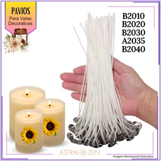 Pavio Para Vela Artesanal 18cm Kits com 20 e 100un Montado com Ilhós Pavio B2010-B2020-B2030-A2035-B2040-A2030 em Oferta na Shopee