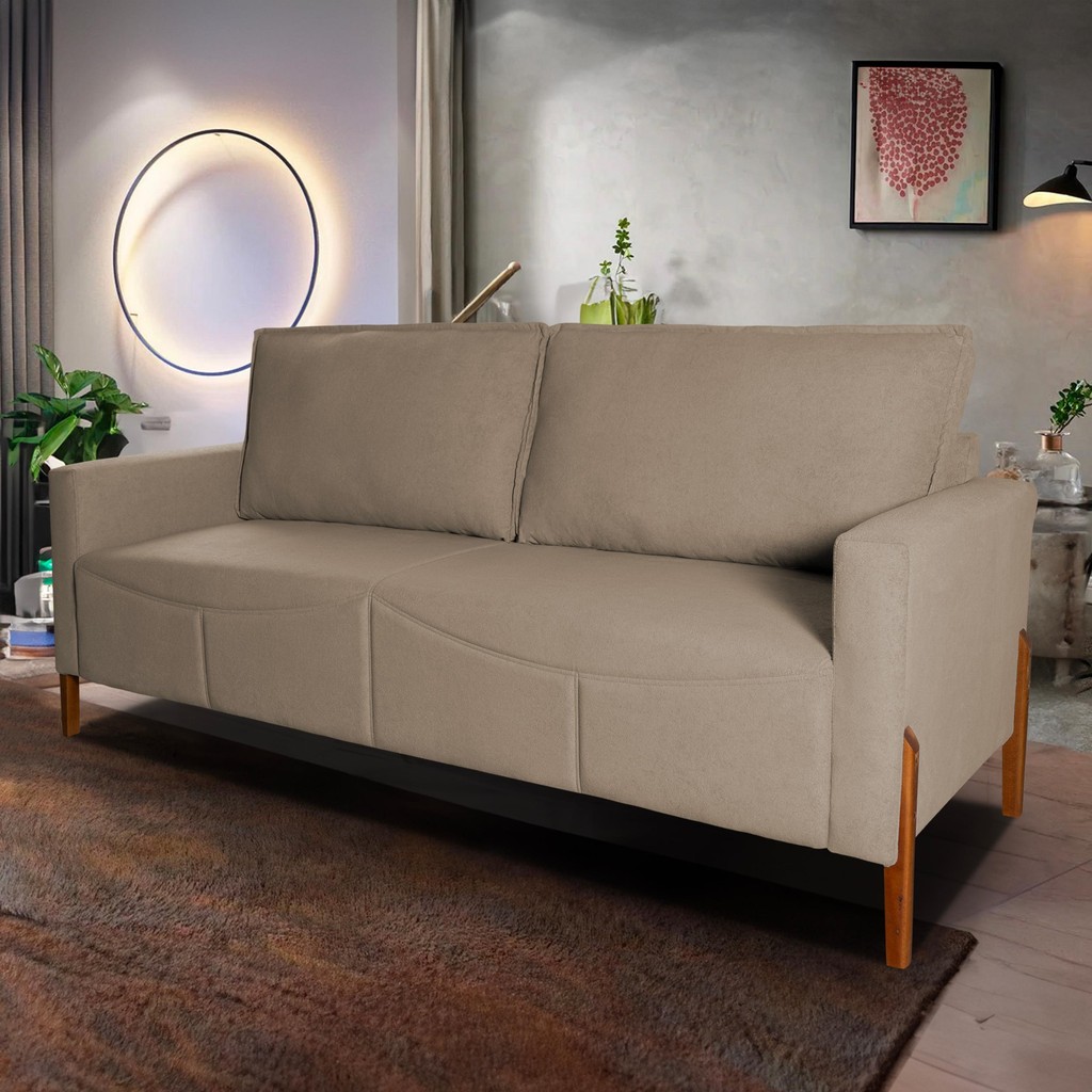 Sofá Living Florença 2,10m Bouclê Marrom - King House em Oferta na Shopee
