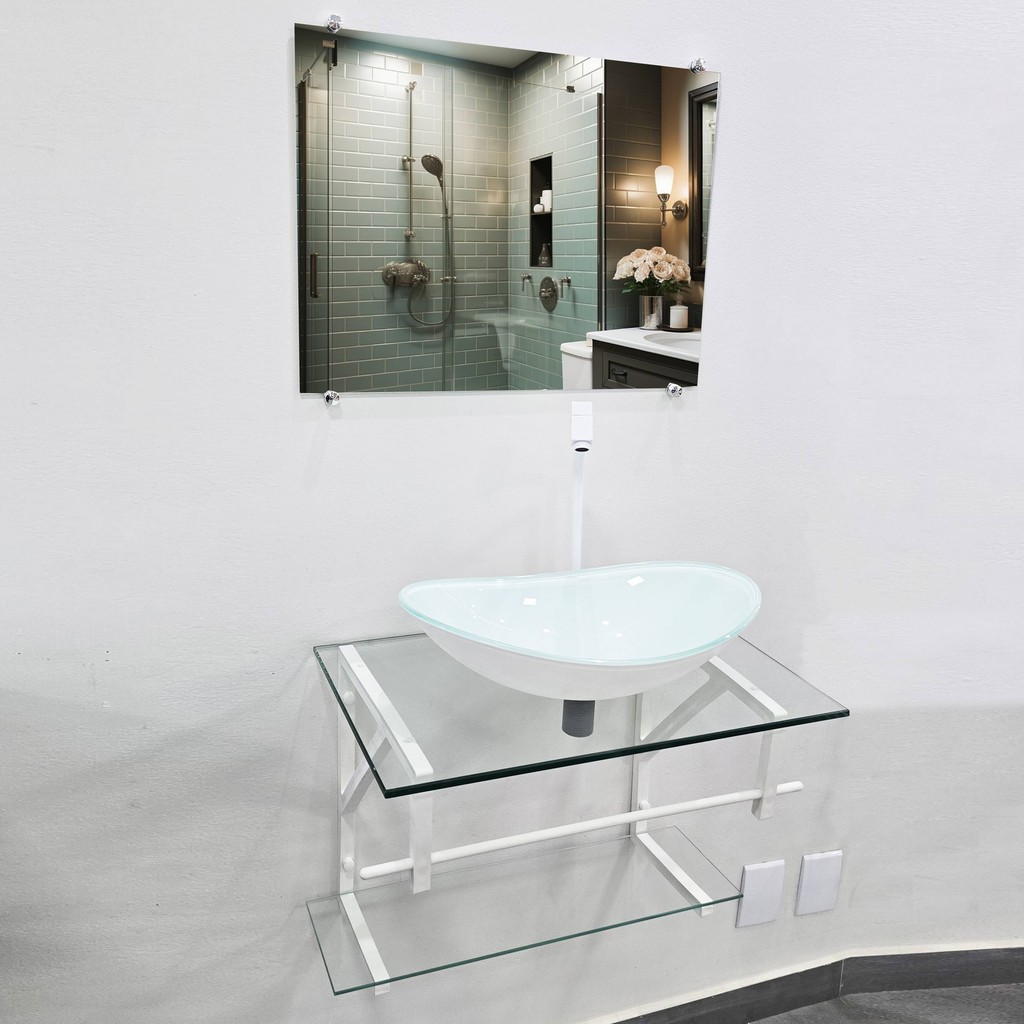 Gabinete De Vidro Para Banheiro Lavabo 60x40cm 70x45cm 80x45cm Cuba Oval PPQ Cores em Oferta na Shopee