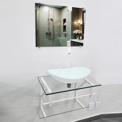 Gabinete De Vidro Para Banheiro Lavabo 60x40cm 70x45cm 80x45cm Cuba Oval PPQ Cores