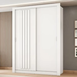 Guarda Roupa Solteiro 2 Portas Darvi Carraro Ripado Branco