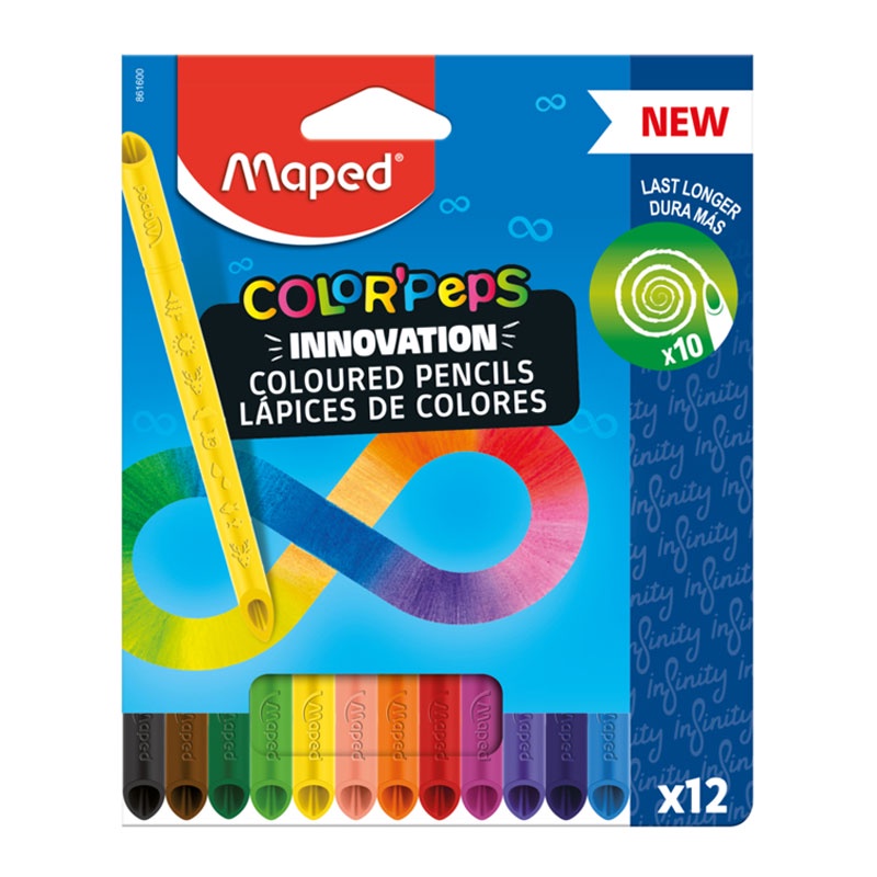 Lápis de cor Color'Peps Infinity 12 cores 861600 Maped em Oferta na Shopee