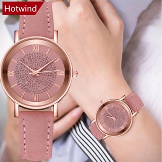 HOTWIND Relógio Casual De Quartzo Fashionable Rhinestone Multicolor De Imitação De Pulso De Pulseira De Couro Para Mulheres D1Q4