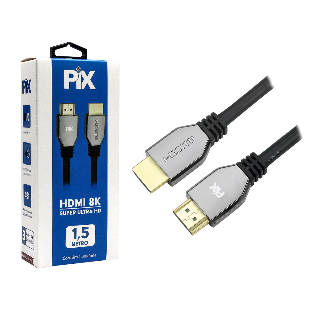 Cabo Hdmi 1,5 Metros 8k 120hz 3d Ultrahd 7680x4320 Dinâmico