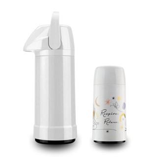 Kit Bebê Garrafa Térmica 500ml Branca + Mini Garrafa Firenze 250ml Respire Invicta
