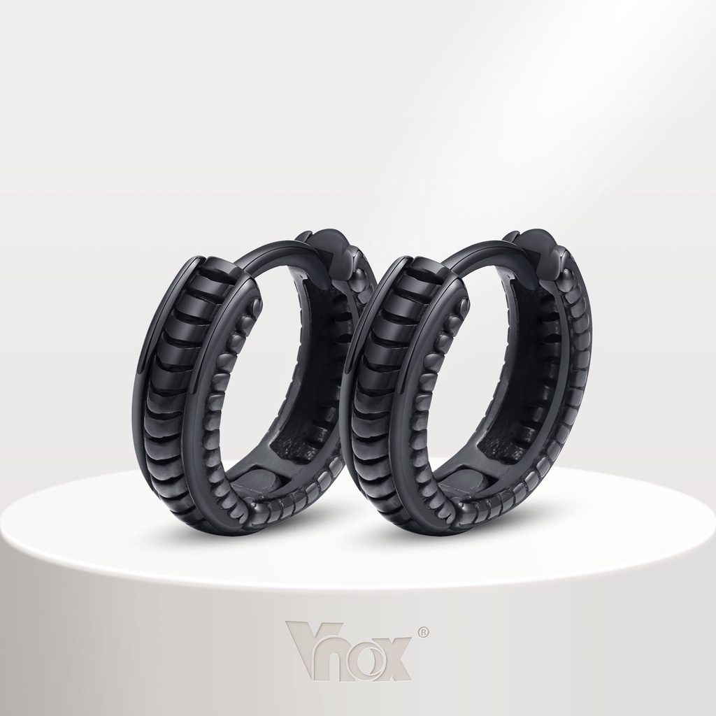 VNox Fashion Men's Black Earrings , Brincos De Aço Inoxidável Ethnic Punk Rock Masculinos Gift Jewelry