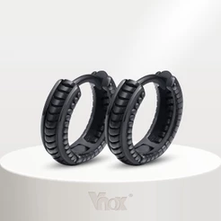 VNox Fashion Men's Black Earrings , Brincos De Aço Inoxidável Ethnic Punk Rock Masculinos Gift Jewelry