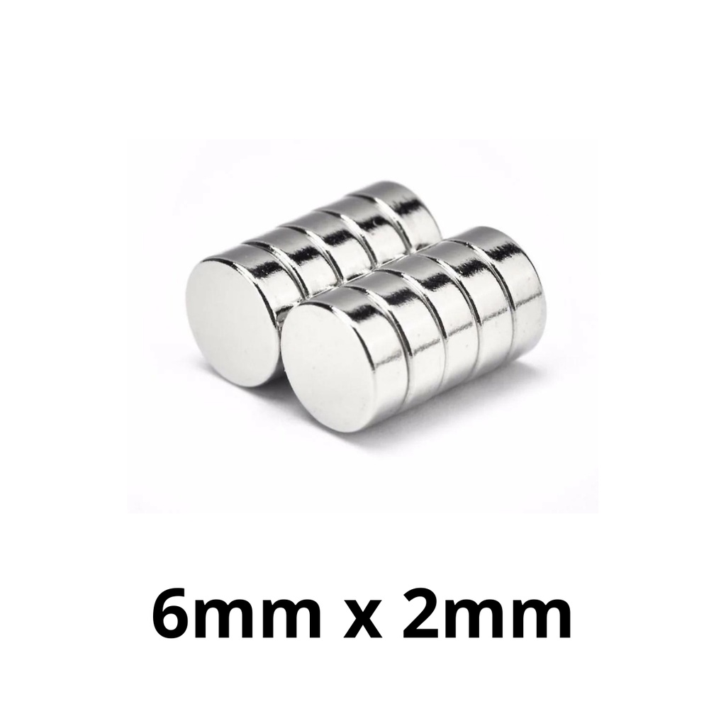 Kit 10 Peças Imã Neodímio Potente Disco Magnético N35 6x2 mm Super Forte
