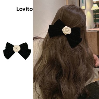 Lovito Casual Simples Presilha de Cabelo Arco Aplique para Mulheres L63AD099 (Preta)