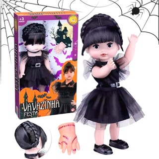 Boneca Wandinha Addams Roupinha do Baile e Mãozinha Vandinha Vavazinha