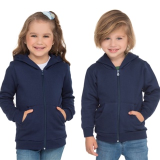 Casaco Infantil Moletom Peluciado Uniforme Escolar Azul Marinho Unissex Inverno Quente em Oferta na Shopee