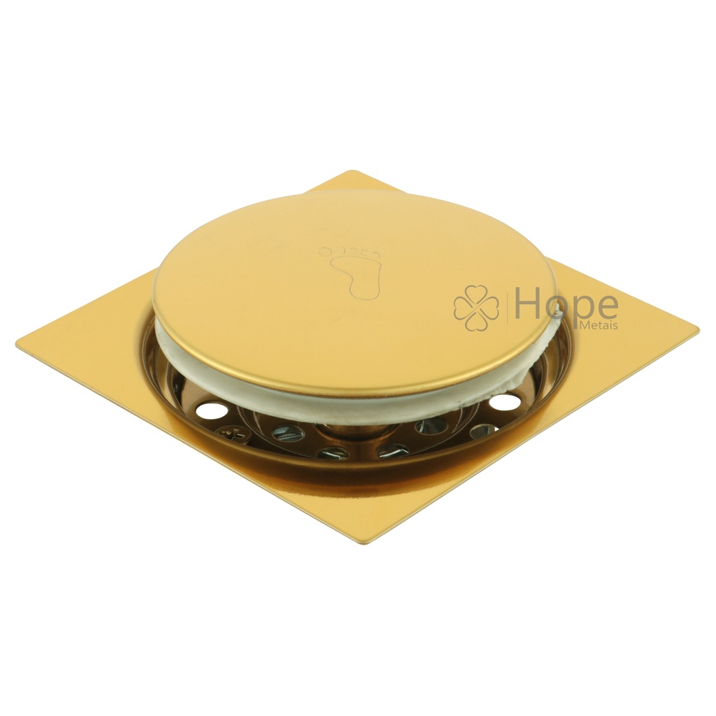 Ralo Click 15x15 Dourado Gold em Aço Inox Quadrado Inteligente Para Banheiro · foto 2