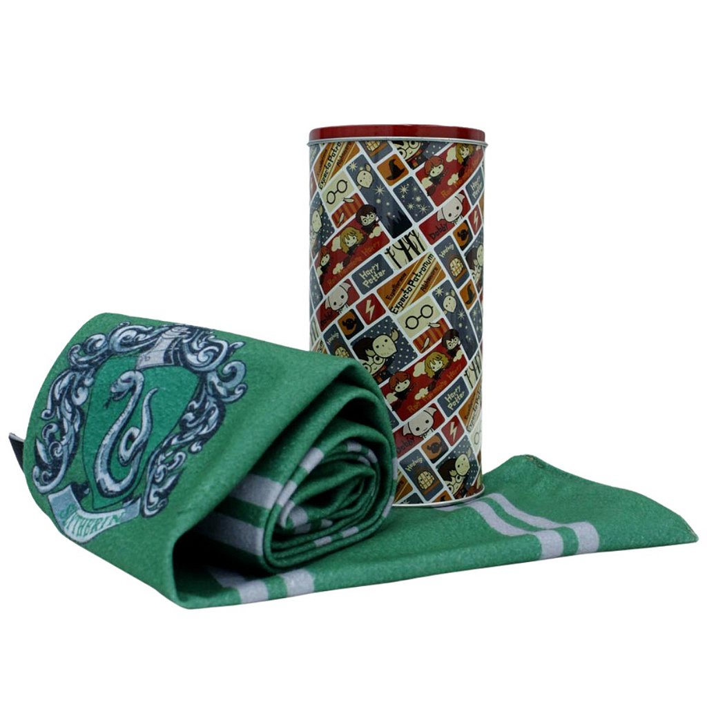 Harry Potter Cachecol + Lata Multiuso Sonserina Slytherin Verde Aveludado Oficial WB