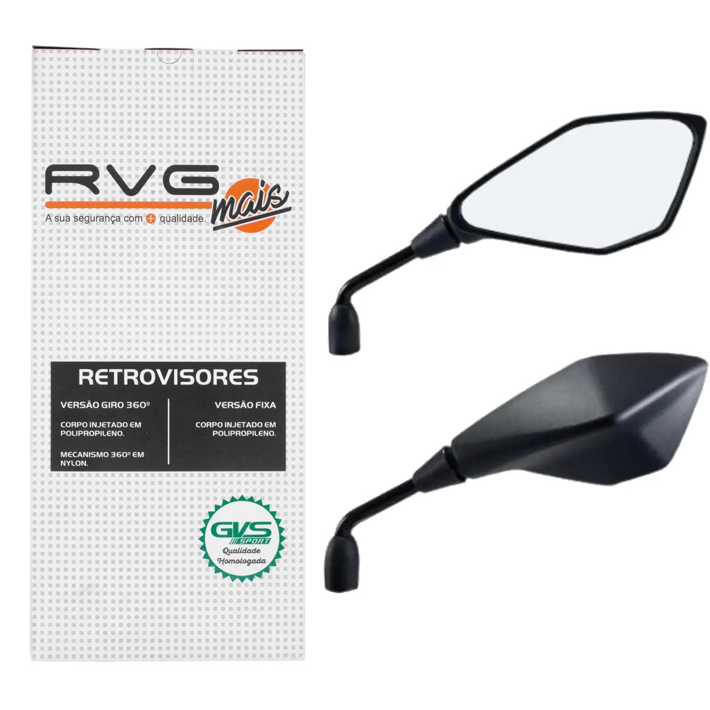 Par Retrovisor Gvs Z400 Factor 125 Ybr 125 Xj6 Xtz 150 Fazer 250 Tenere 250 Lente Plana