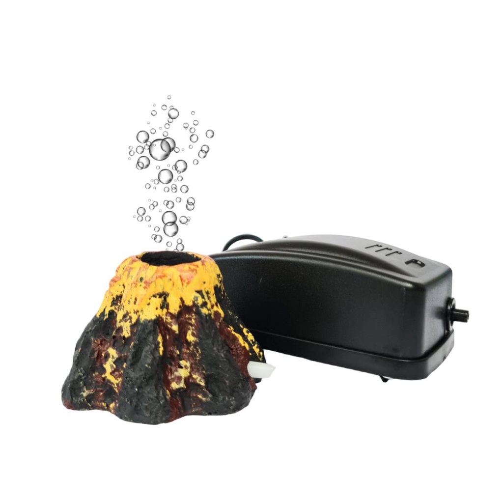 Enfeite aquário Vulcão Oxigenador + Compressor De Ar Para aquario