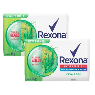 Kit 2 Sabonete em Barra Rexona Antibacterial Erva-Doce 84g