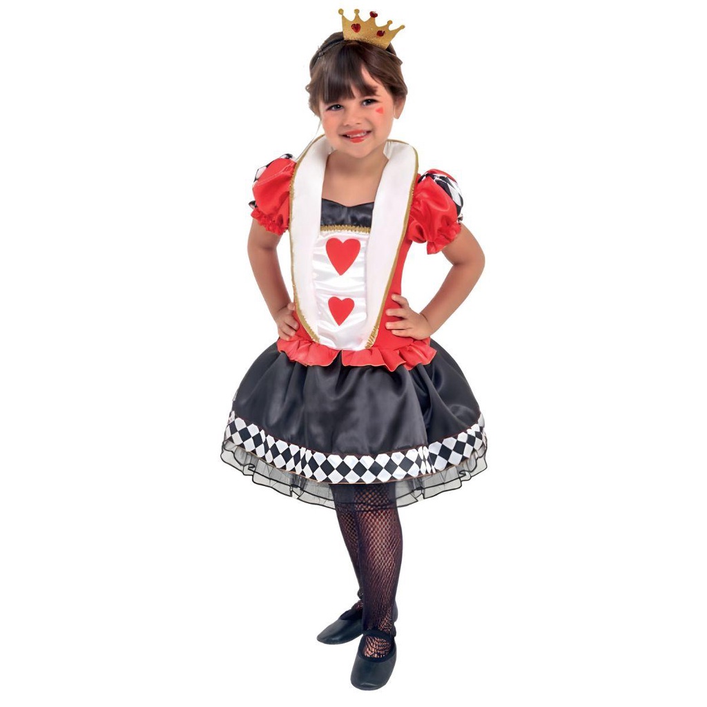 Vestido Rainha De Copas Infantil de Luxo Com Coroa em Oferta na Shopee
