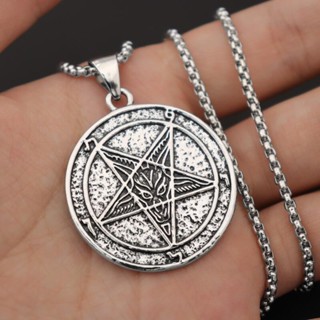 Vintage Fashion Hip Hop Punk Lúcifer Demônio Cinco Pontos Star Coin Pendant Colar Masculino Festa De Aniversário De Halloween Jóias Acessórios