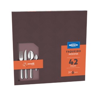 Jogo Talheres Faqueiro Módena 42 Pcs Inox Garfo Faca Colher Brinox Ref5119/118