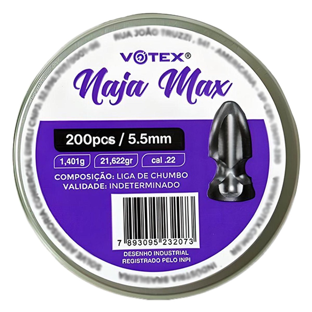 Chumbinho Naja Max 5.5mm 200pcs/pot - Votex em Oferta na Shopee