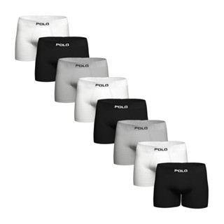 Kit Com 8 Cuecas Boxer Polo 781 Algodão Sem Costura Sortida