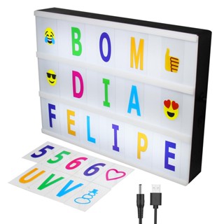 Luminaria Embralumi Letreiro Led A4 96 Letras Coloridas Light Box