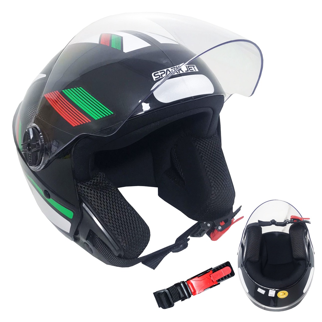 Capacete Moto Aberto Ebf Spark Jet Sting Preto E Branco