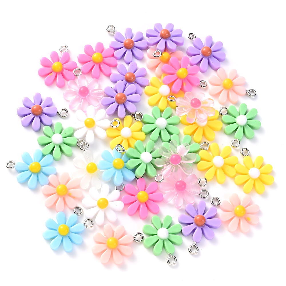 10pcs 16x20mm Colorful Sunflower Beads Charme Daisy Flower Pendant Para Jóias Fazendo Colar Brincos Feitas À Mão