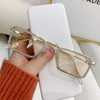 (YUZHU) Óculos De Sol Com Armação Metálica Estilo Vintage Coreano Para Homens/Mulheres Diamante Colorido