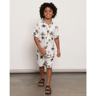 Bermuda Infantil Estampa Tropical Branco
