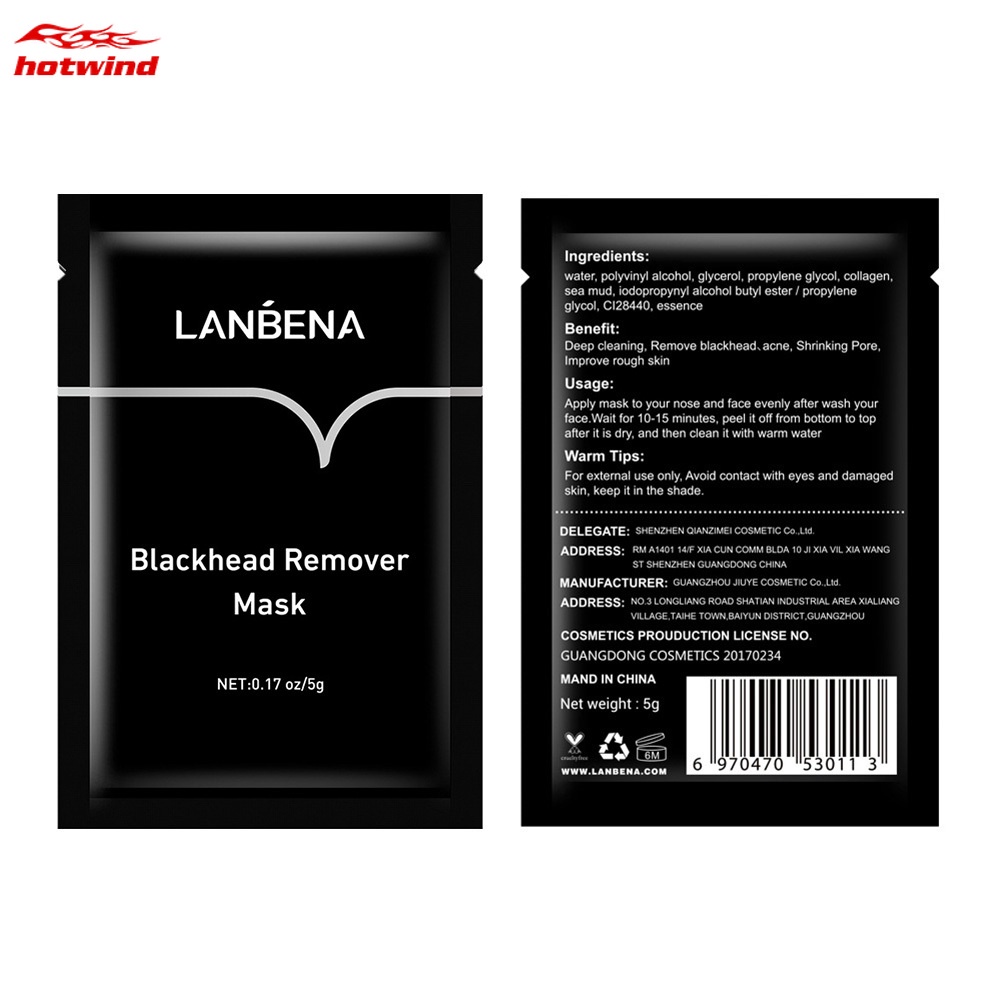 HW 1 Pçs LANBENA Removedor De Cravo Máscaras De Nariz Tratamento De Acne Peeling Máscara Facial Preta Tira De Poros Cabe