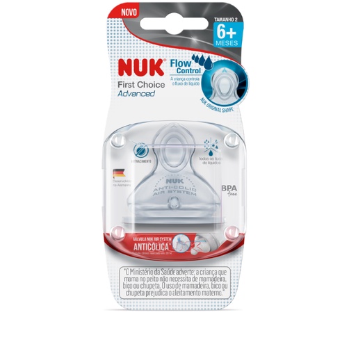 BICO NUK FASE 2 ADVANCED FLOW CONTROL LIQUIDOS ENGROSSADOS SILICONE ANTICÓLICA ANTIVAZAMENTO