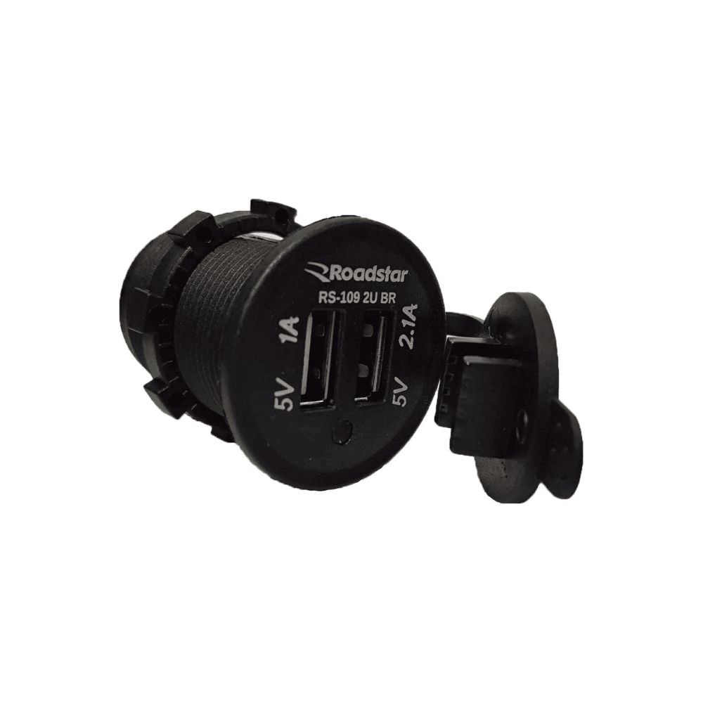 Tomada USB para recarregar celular automotivo 12V Roadstar RS109-2UBR em Oferta na Shopee