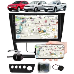 Multimídia 9" Vw Gol Saveiro Voyage G6 Espelhamento USB Bluetooth Moldura Painel Câmera Ré Interface Comando de Volante