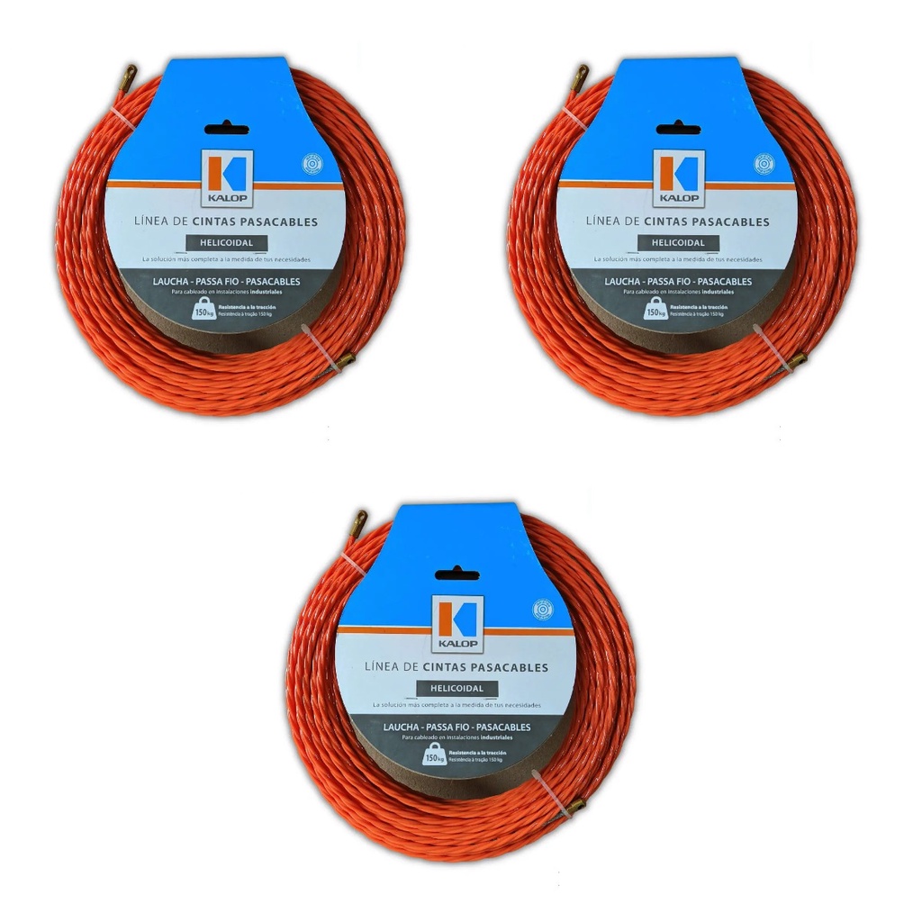 Kit com 3 Guia Passa Fio Profissional Resistente 20m Kalop