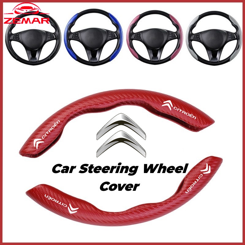 Capa Do Volante Carro Citroen Protetor Em Fibra De Carbono Anti-Derrapante Acessórios Confortáveis Para Carros Duráveis c3 c4 c5 Aircross e-c4 DS5 DS7